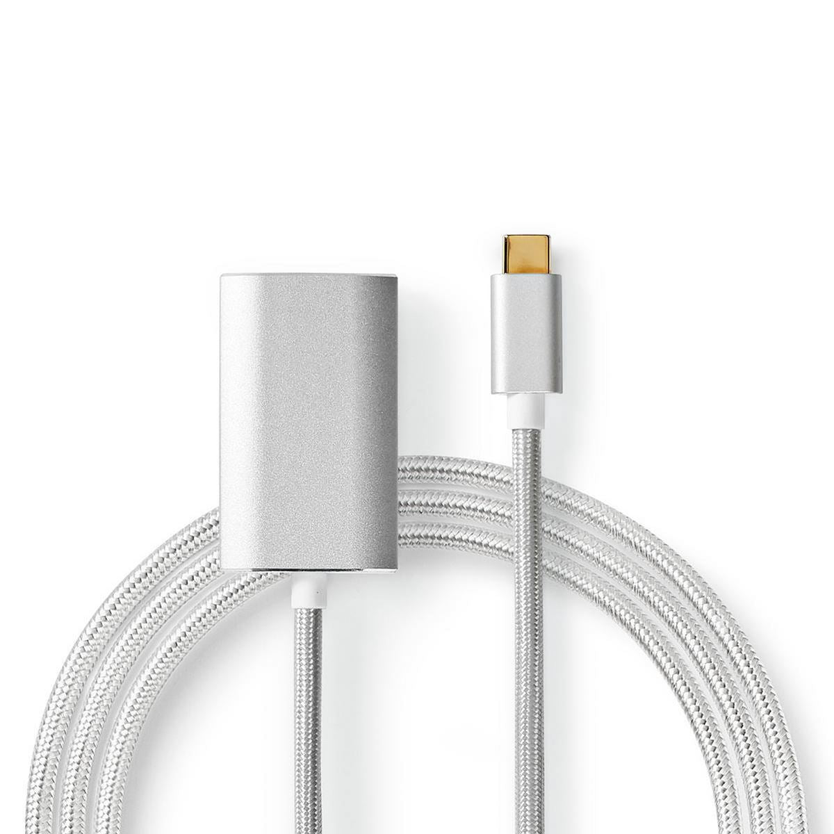 Nedis USB-C™ Adapter | USB 3.2 Gen 1 | USB-C™ Male | HDMI™ Output | 4K@60Hz | Power delivery | 2.00 m | Round | Gold Plated | Braided / Nylon | Silver | Cover Window Box