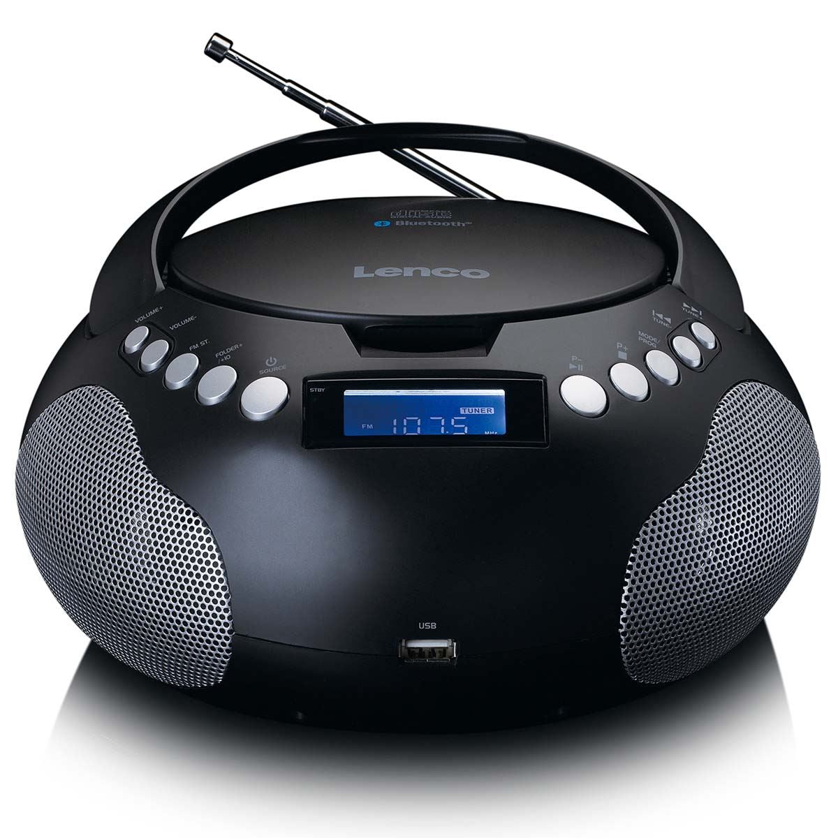 Lenco Portable radio CD/MP3 with USB and Bluetooth Black