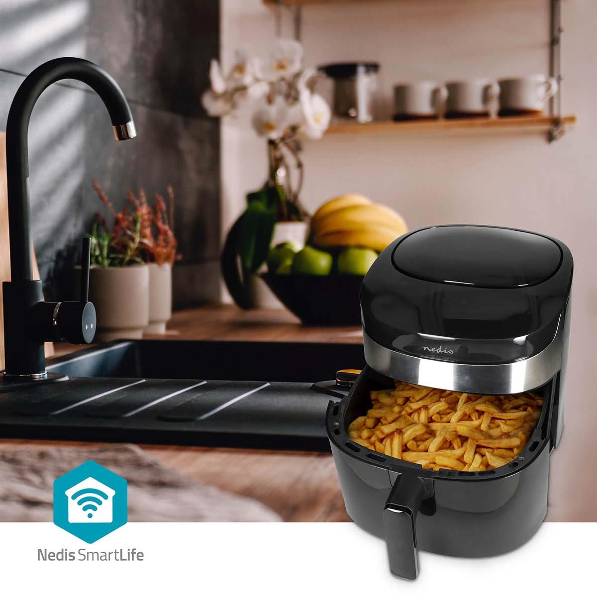 Nedis SmartLife Hot Air Fryer | Wi-Fi | 7,2 l | Timer: 60 min | Number of preset programs: 8 | Digital | Android™ / IOS | Black