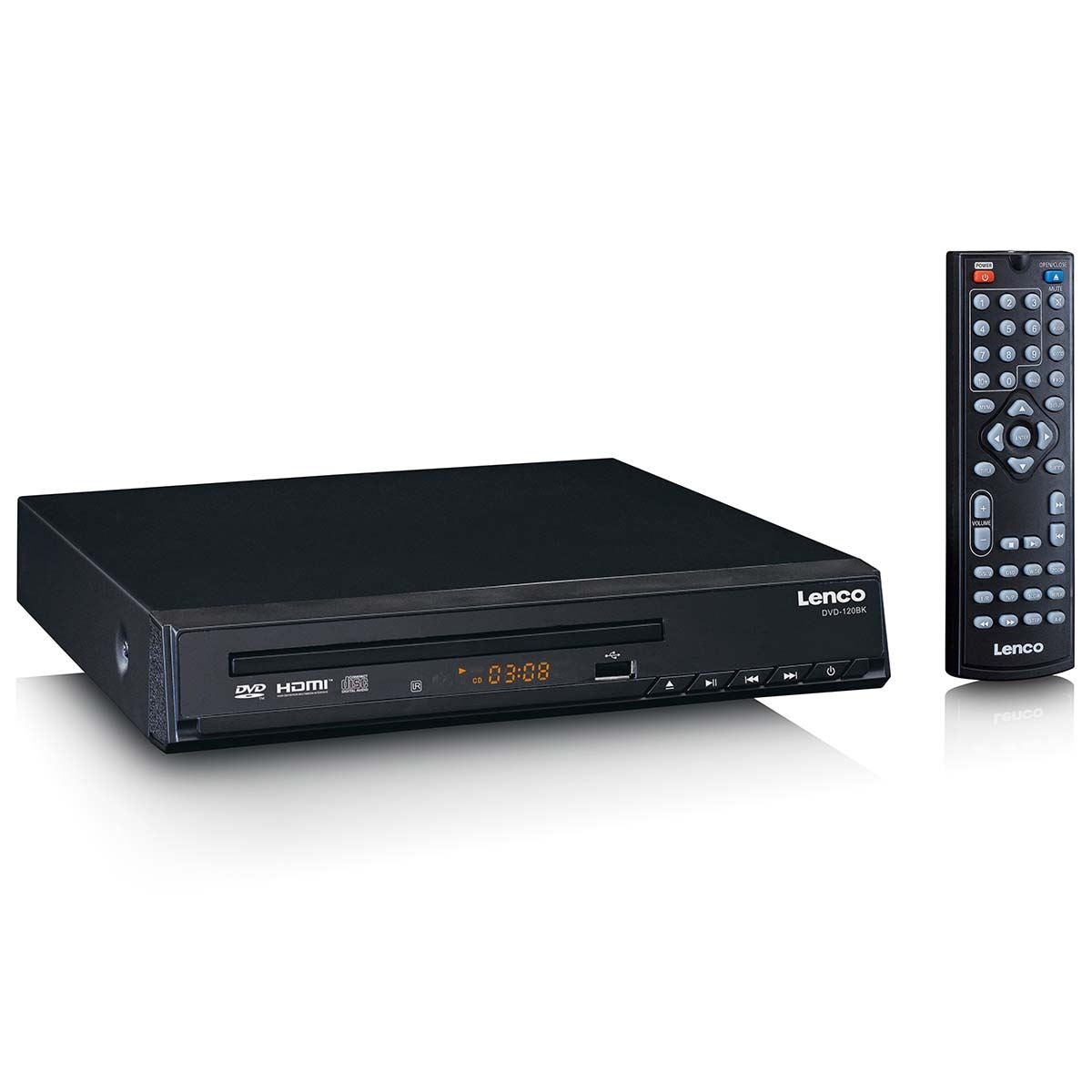 Lenco DVD player with HDMI and Remote Control Black