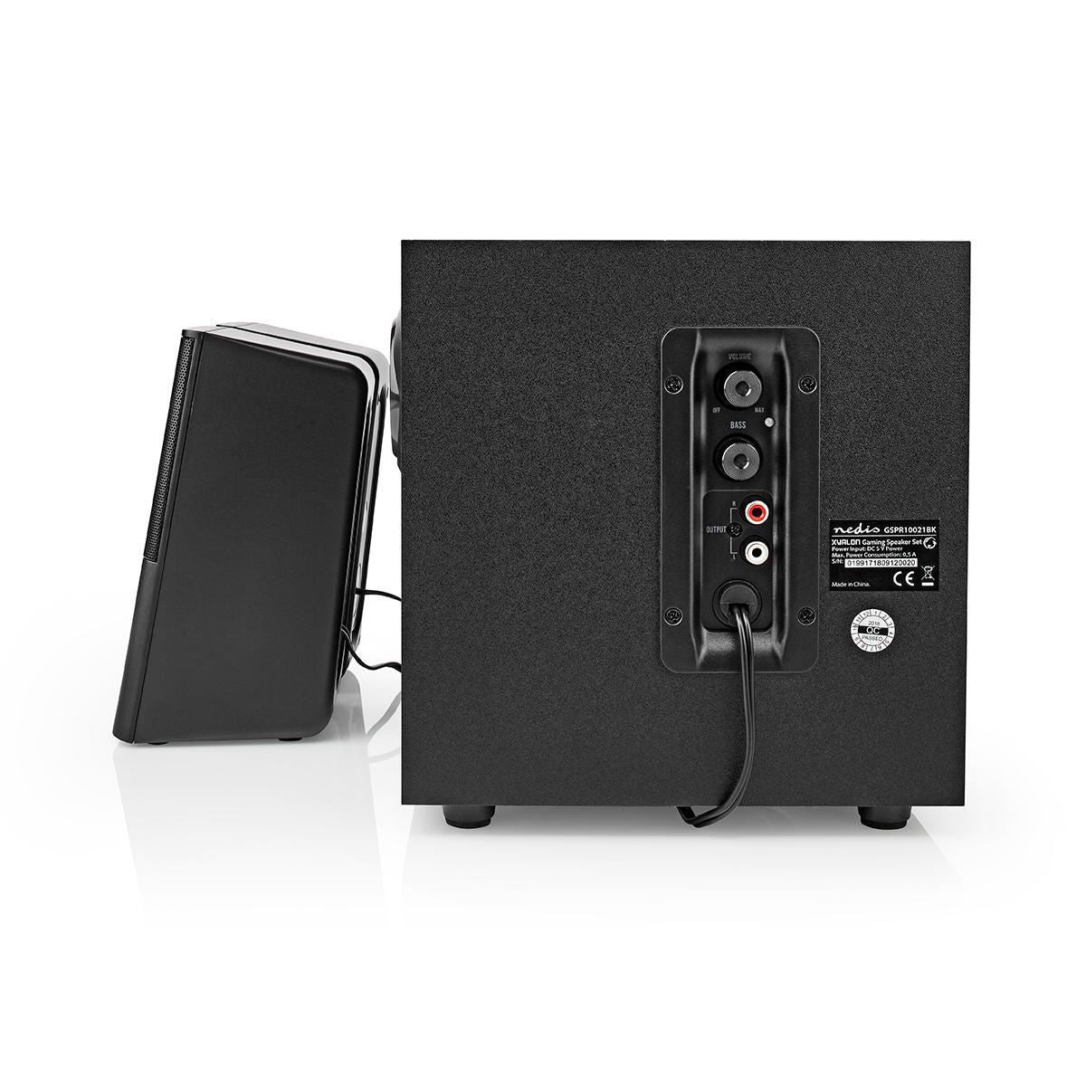 Nedis Gaming Speaker | Speaker channels: 2.1 | USB Powered | 3.5 mm Male | 30 W | Without Lighting | Volume control