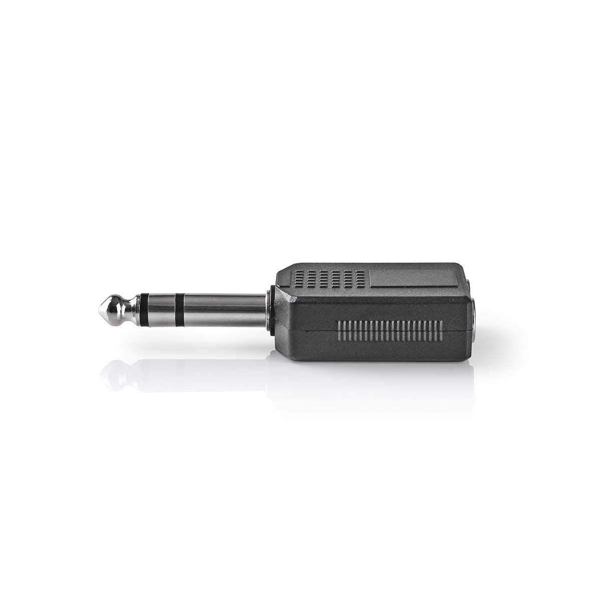Nedis Stereo Audio Adapter | 6.35 mm Male | 2x 6.35 mm Female | Nickel Plated | Straight | ABS | Black | 10 pcs | Envelope