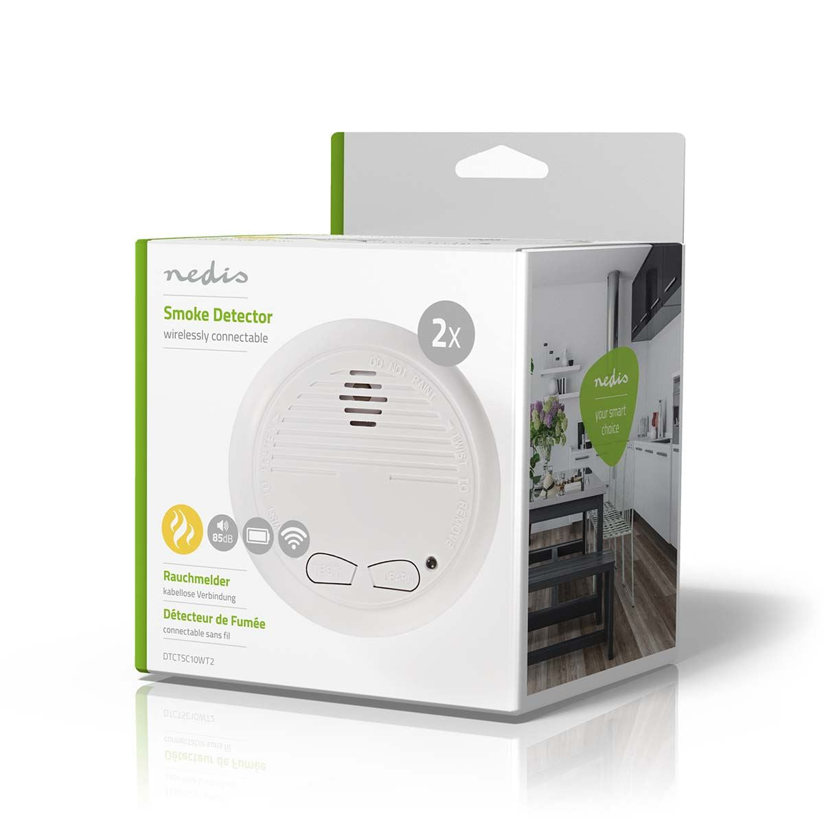 Nedis Smoke Alarm | Battery Powered | Battery life up to: 1 year | Linkable | EN 14604 | With test button | 85 dB | ABS | White