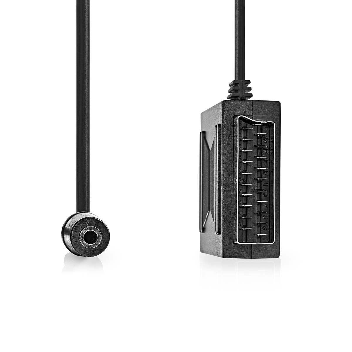 Nedis SCART Cable | SCART Male | SCART Female / 3.5 mm Female | Nickel Plated | 480p | 0.20 m | Round | PVC | Black | Box