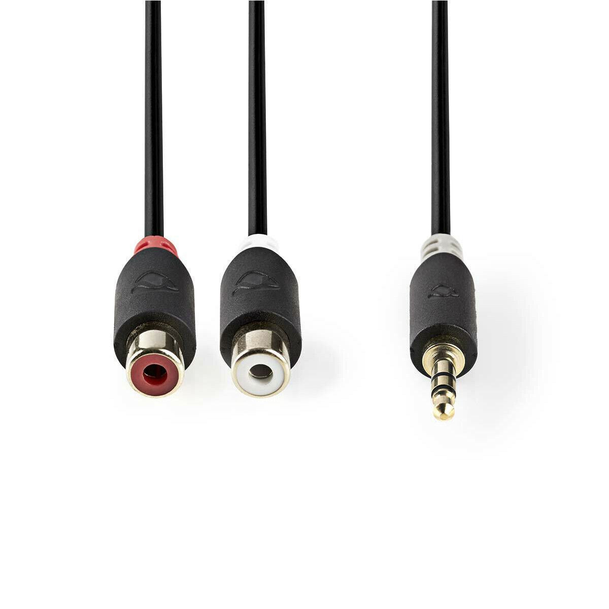 Nedis Stereo Audio Cable | 3.5 mm Male | 2x RCA Female | Gold Plated | 0.20 m | Round | Anthracite | Box