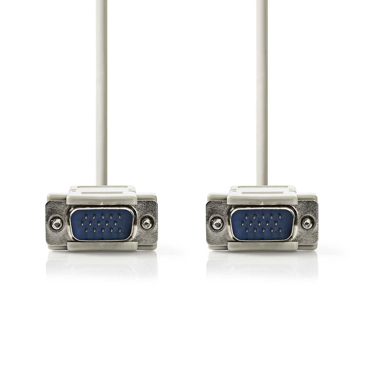 Nedis VGA Cable | VGA Male | VGA Male | Nickel Plated | Maximum resolution: 1024x768 | 2.00 m | Round | ABS | Ivory | Label