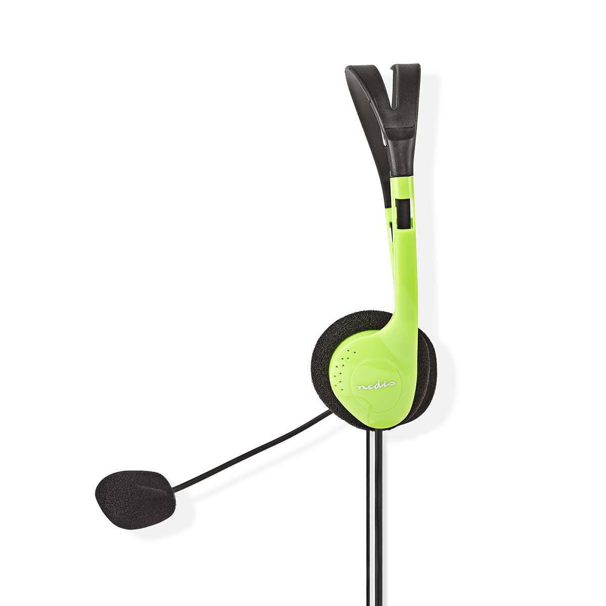 Nedis PC Headset | On-Ear | Stereo | 2x 3.5 mm | Fold-Away Microphone | Green