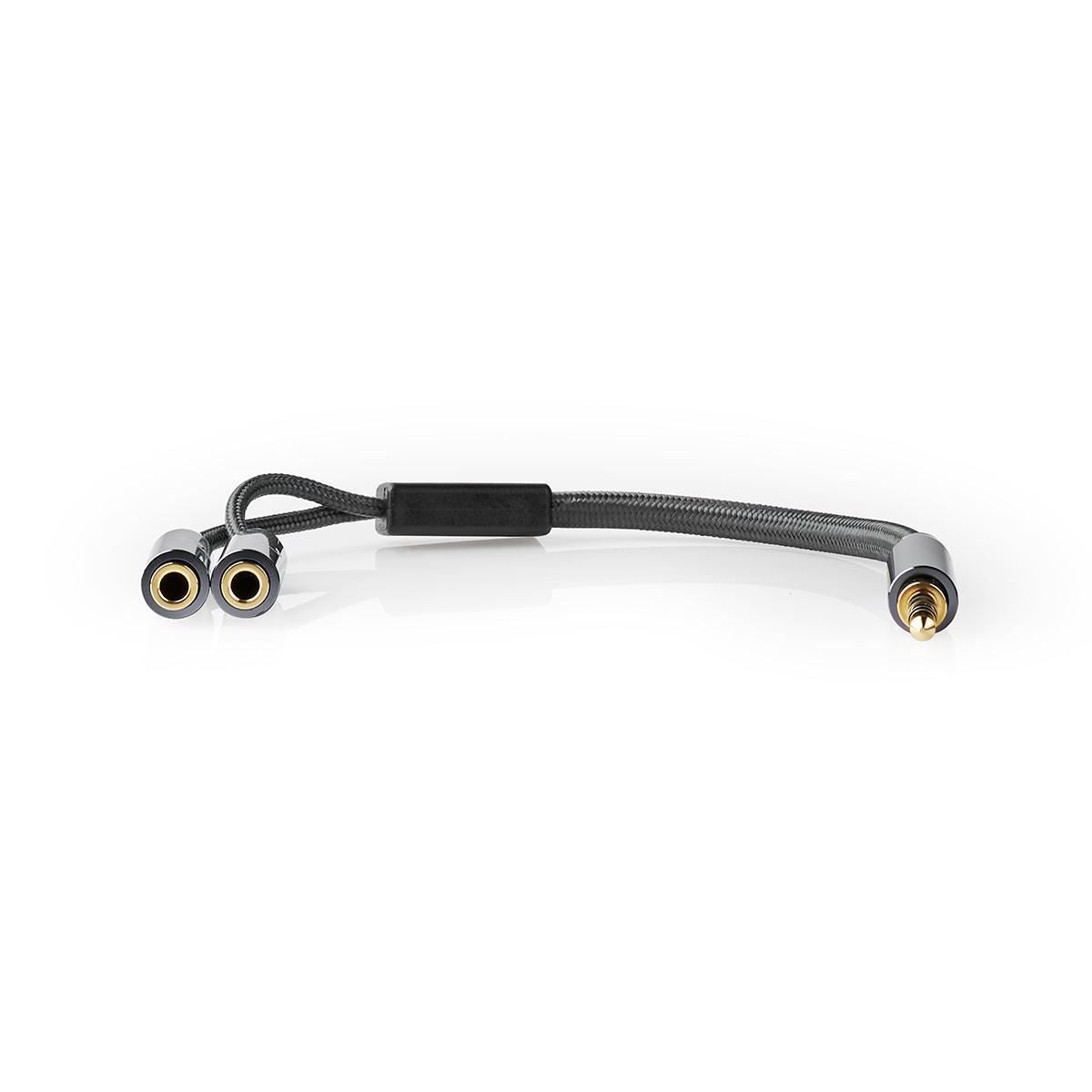 Nedis Stereo Audio Cable | 3.5 mm Male | 2x 3.5 mm Female | Gold Plated | 0.20 m | Round | Grey / Gun Metal Grey | Cover Window Box