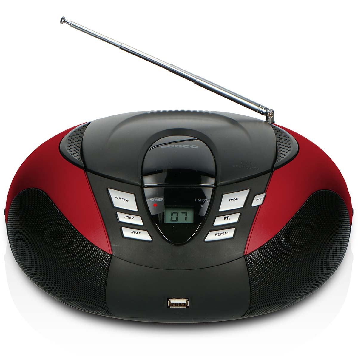 Lenco SCD-37 USB Red Portable FM Radio CD and USB player Red