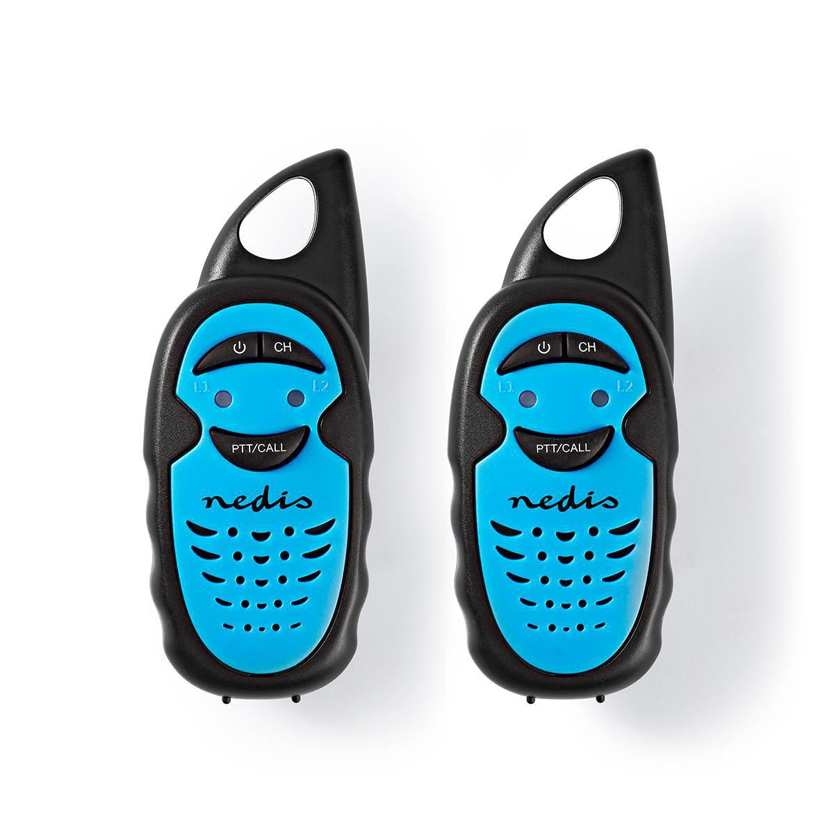 Nedis Walkie-Talkie Set | 2 Handsets | Up to 3 km | Frequency channels: 3 | PTT | up to 3 Hours | Black / Blue