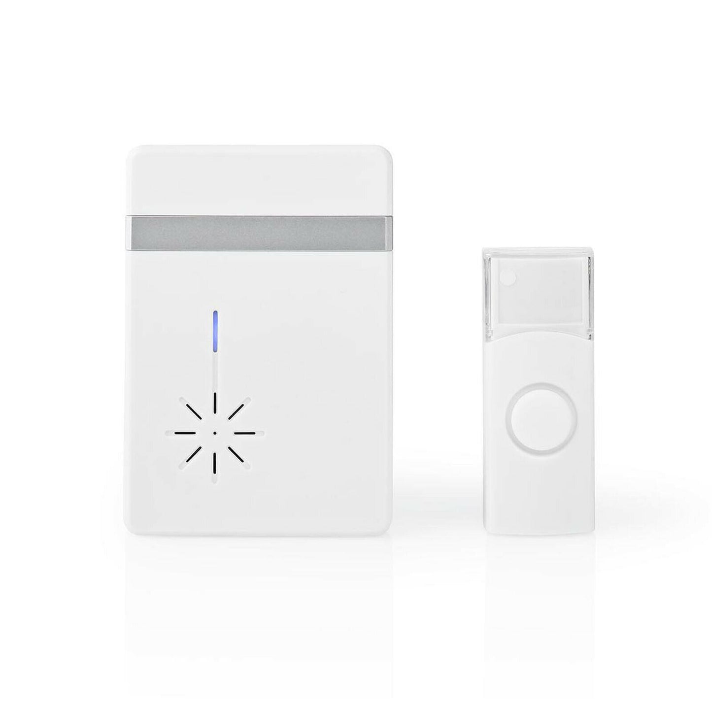 Nedis Wireless Doorbell Set | Battery Powered | 3 V DC | 1x CR2032 | Volume: 80 dB | Signal range: 300 m | IP44 | 36 Melodies | 1 Receiver | White