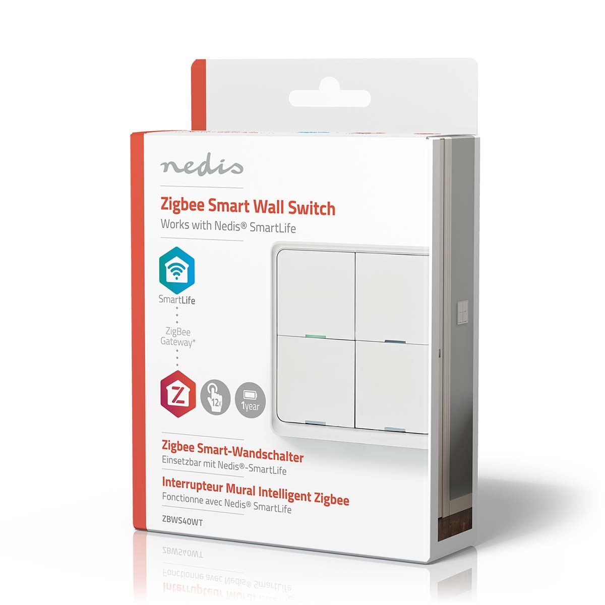 Nedis SmartLife Wall Switch | Zigbee 3.0 | Wall Mount | Android™ / IOS | Plastic | White