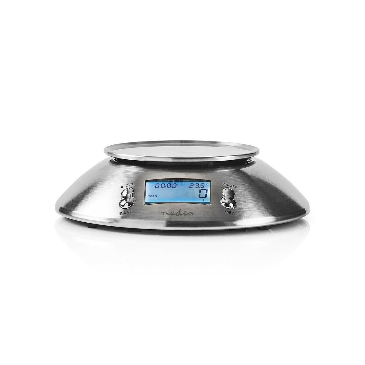 Nedis Kitchen Scales | Digital | Stainless Steel | Timer function | Thermometer function | Removable Bowl | Silver