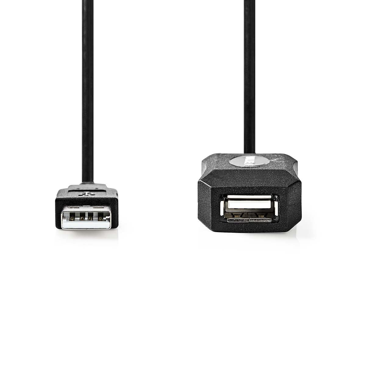 Nedis CCGL60EXTBK50 | Active USB Cable | USB 2.0 | USB-A Male | USB-A Female | 480 Mbps | 5.00 m | Round | Nickel Plated | PVC | Copper | Label