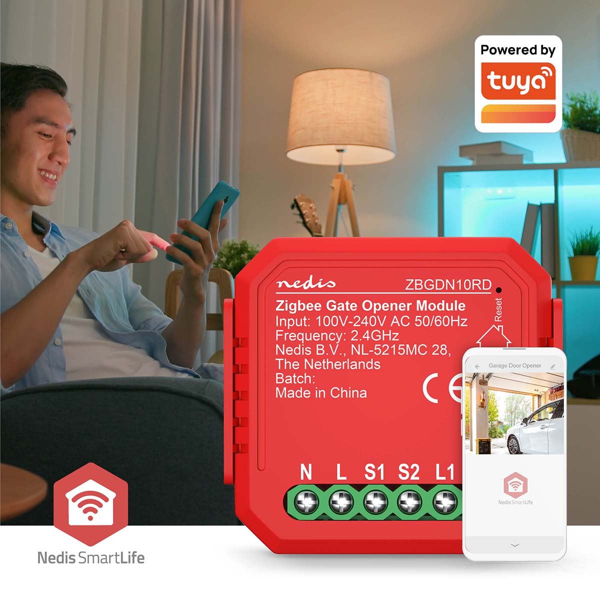 Nedis SmartLife Garage Door Smart Power Switch | Zigbee 3.0 | 2.5 W | Terminal Connection | App available for: Android™ / IOS
