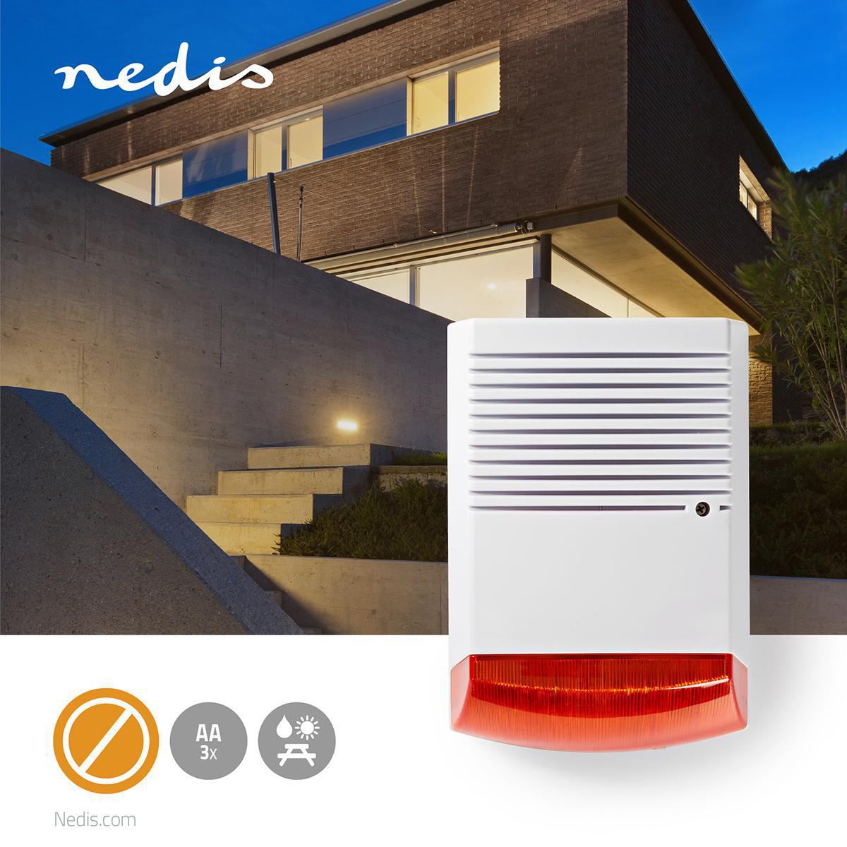 Nedis Dummy Security Siren | IP44 | Battery Powered | Outdoor | Orange / White