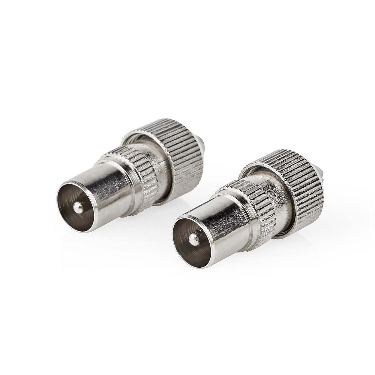 Nedis IEC (Coax) Connector | Straight | Male | Nickel Plated | 75 Ohm | Screw | Cable input diameter: 7.0 mm | Metal | Silver | 2 pcs | Polybag