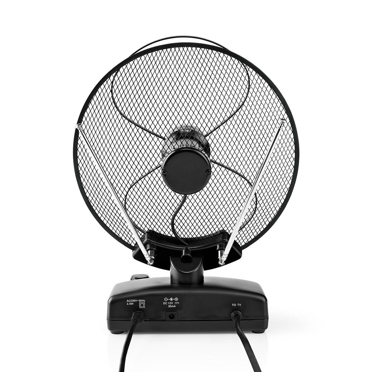Nedis Indoor HDTV Antenna | Active | FM / UHF / VHF | Reception range: 0-25 km | LTE700 | Gain: 36 dB | Gain control | ABS | Black