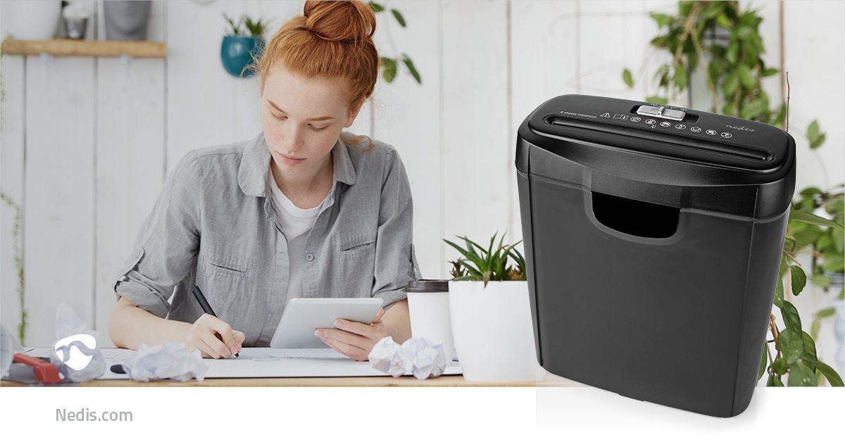 Nedis Paper Shredder | Strip Cut | 6x A4 pages | 10 l | Safety standard: DIN 2 | 190 W | Black