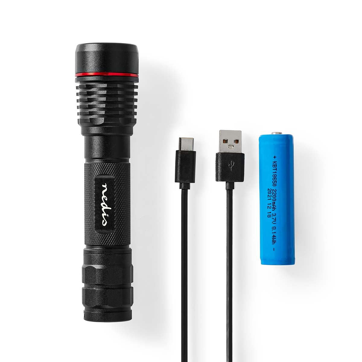 Nedis LED Torch | Battery Powered | 3.7 V DC | 10 W | N/A | Batteries included | Rechargeable | Rated luminous flux: 1000 lm | Light range: 200 m | Beam angle: 10 °