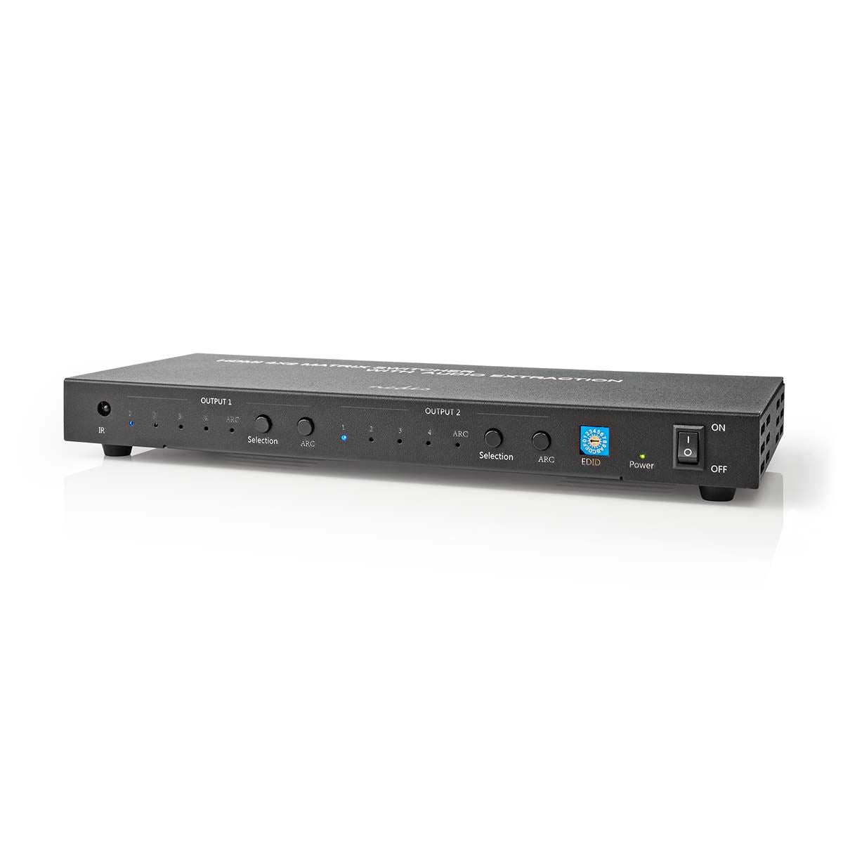 Nedis HDMI™ Matrix Switch | 4 x 2 port(s) | 4x HDMI™ Input | 2x 3.5 mm / 2x HDMI™ Output / 2x TosLink | 4K@60Hz | 18 Gbps | Remote controlled | Metal | Anthracite