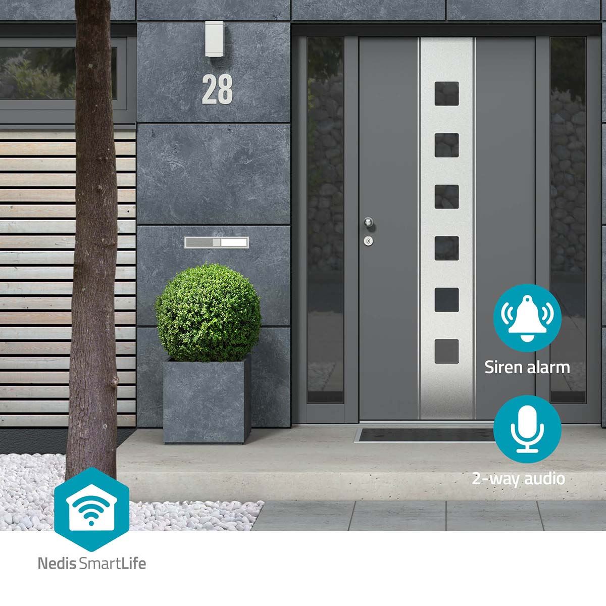 Nedis SmartLife Outdoor Camera | Wi-Fi | Ambient light | Full HD 1080p | IP65 | Cloud Storage (optional) / microSD (not included) / Onvif | 100 - 240 V AC | With motion sensor | Night vision | Black
