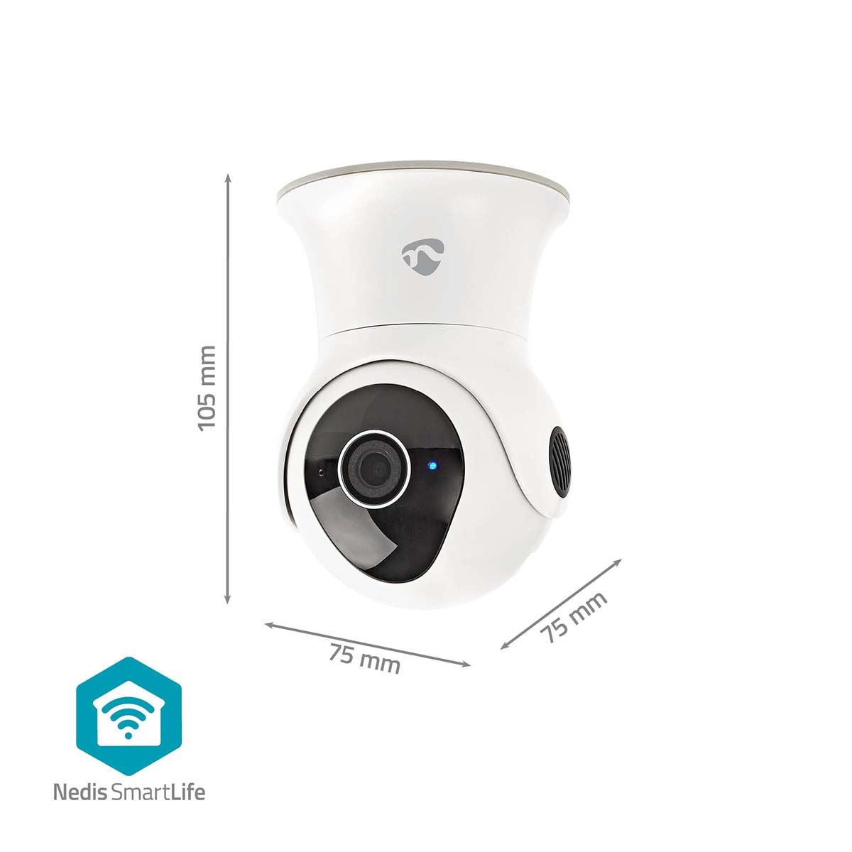 Nedis SmartLife Outdoor Camera | Wi-Fi | Full HD 1080p | Pan tilt | IP65 | Cloud Storage (optional) / Internal 16GB | 12 V DC | With motion sensor | Night vision | White