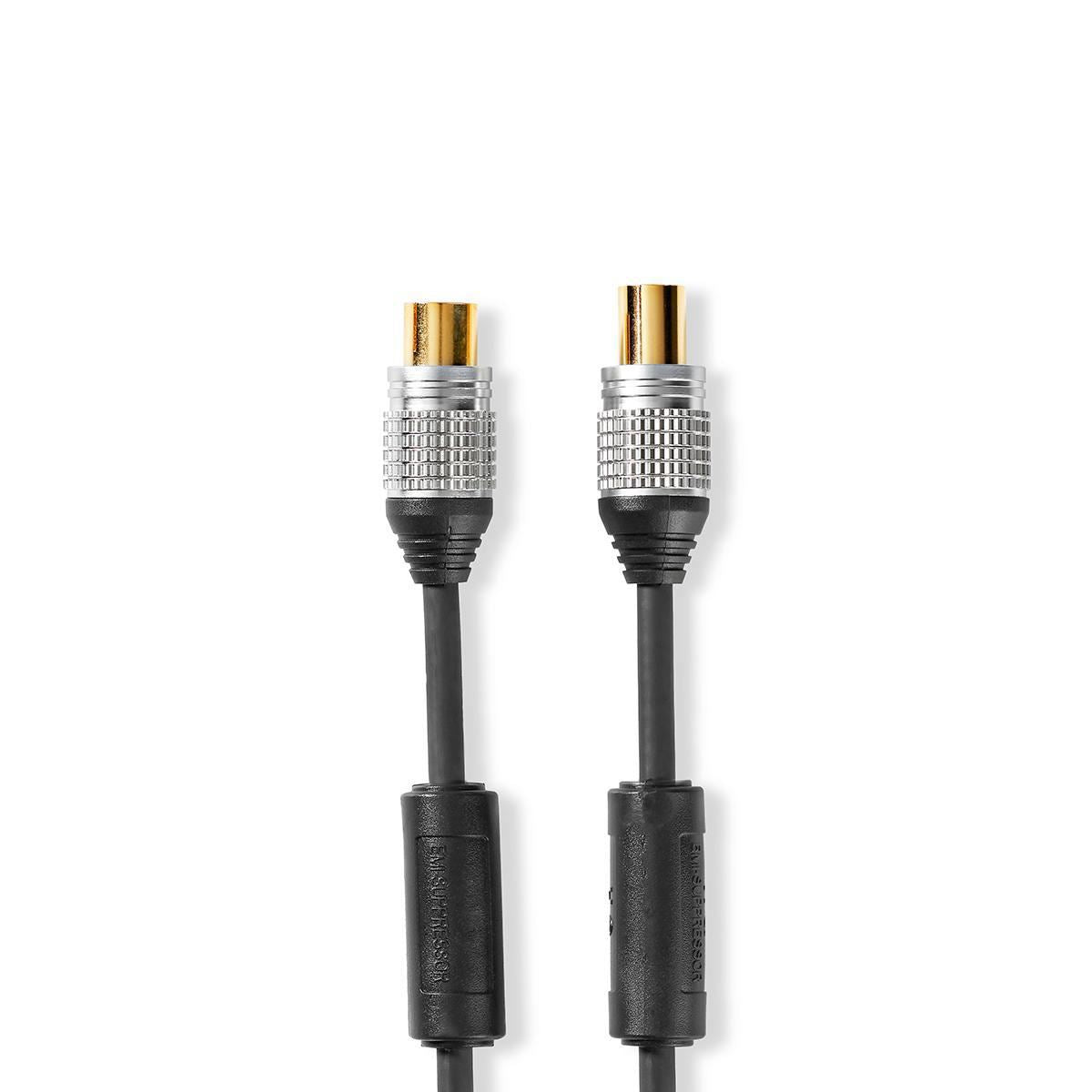 Nedis Coax Cable | IEC (Coax) Male | IEC (Coax) Female | Gold Plated | 75 Ohm | Double Shielded | 10.0 m | Round | PVC | Anthracite | Clamshell