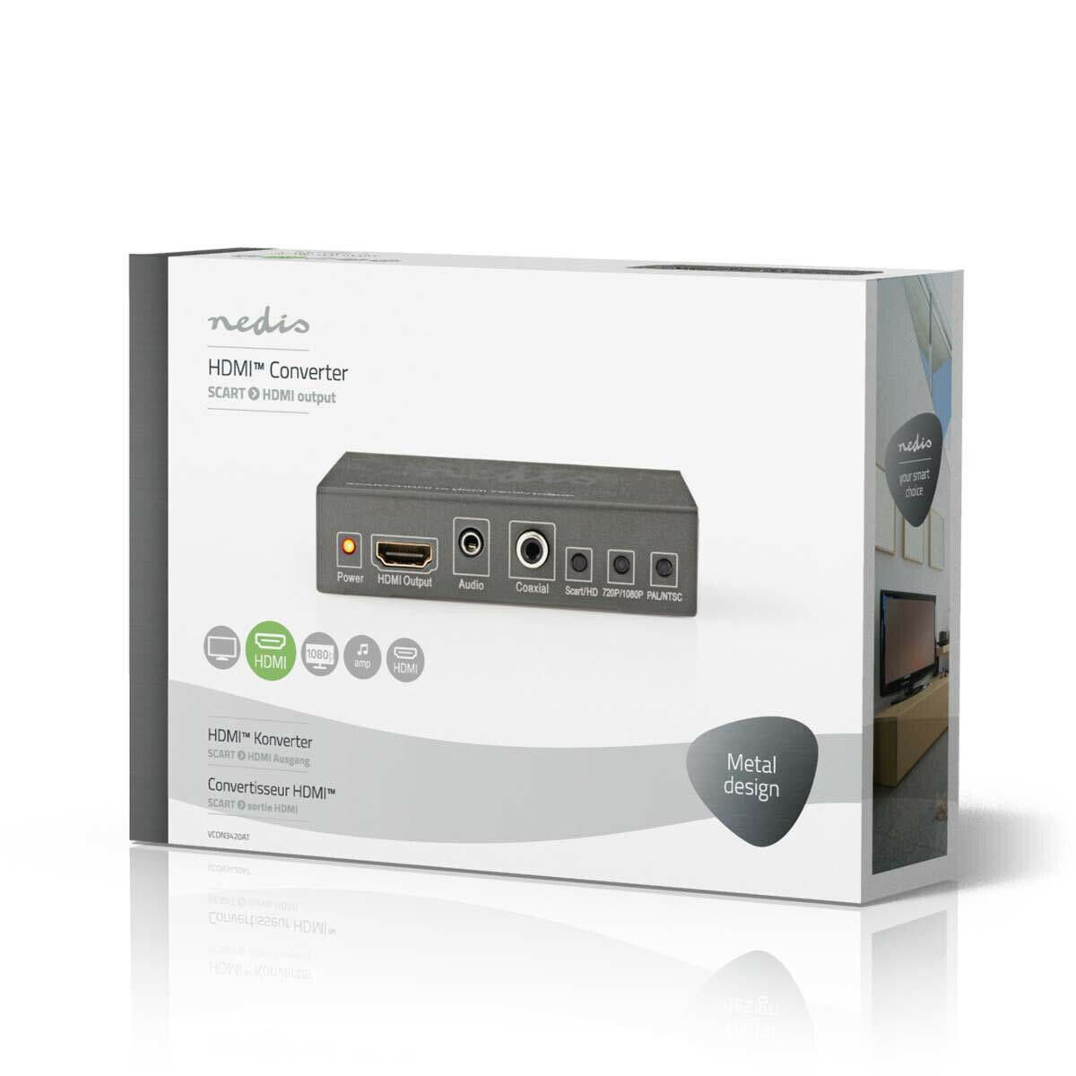 Nedis HDMI™ Converter | SCART Female | HDMI™ Output / 1x 3.5 mm sound out / 1x Digital Audio | 1-way | 1080p | 1.65 Gbps | Aluminium | Anthracite