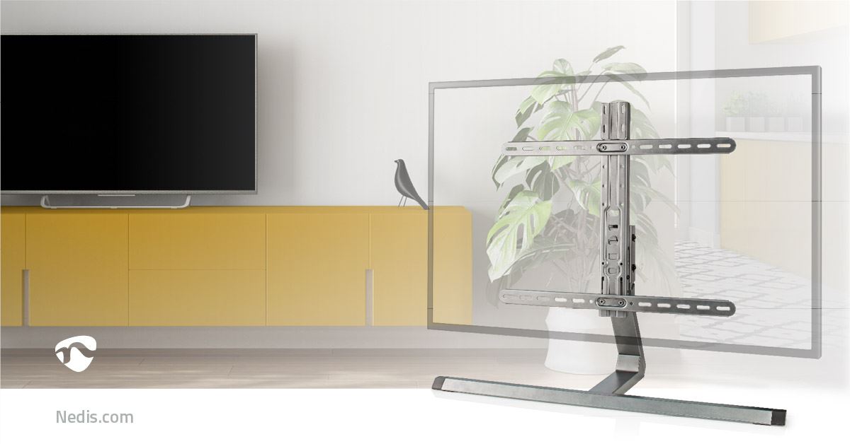 Nedis Full Motion TV Stand | 37 - 75 " | Maximum supported screen weight: 40 kg | Tiltable | Rotatable | Adjustable pre-fixed heights | Aluminium / Steel | Grey