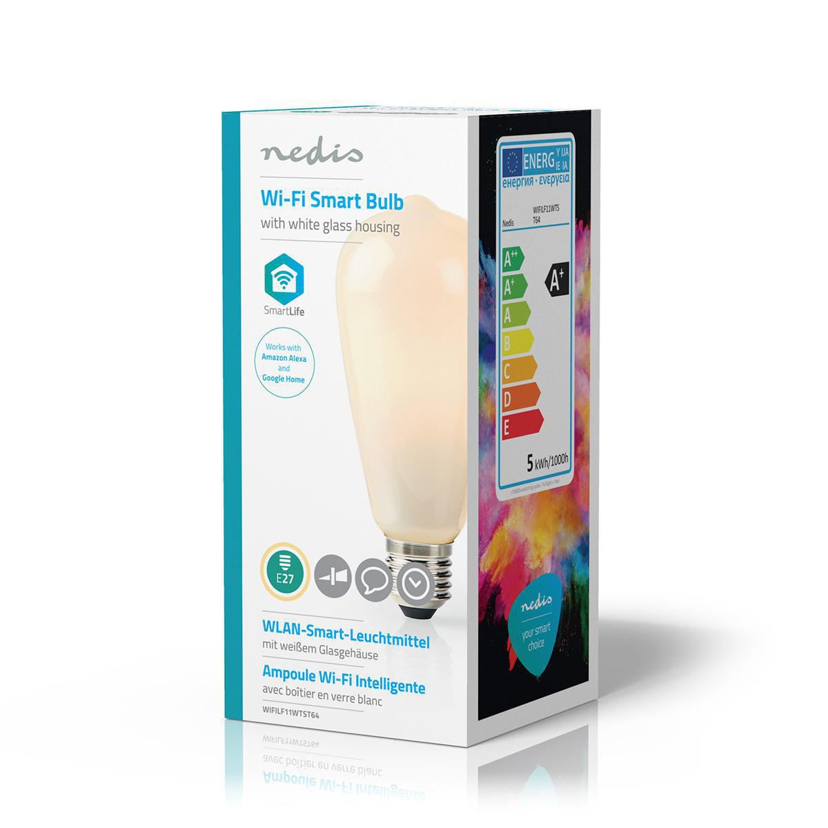 Nedis SmartLife LED Filament Bulb | Wi-Fi | E27 | 500 lm | 5 W | Warm White | 2700 K | Glass | Android™ / IOS | ST64 | 1 pcs
