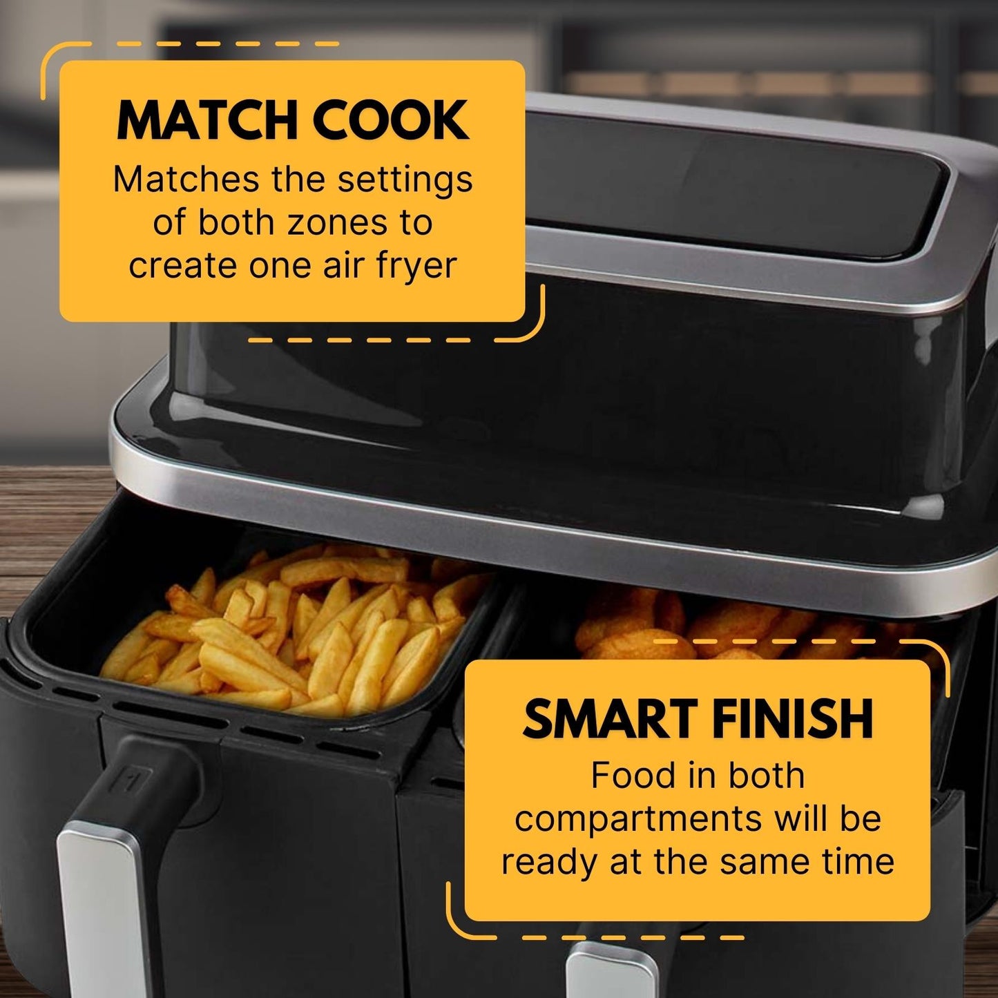 Nedis Hot Air Fryer | 2x4.2 l | Timer: 60 min | Number of preset programs: 10 | Digital