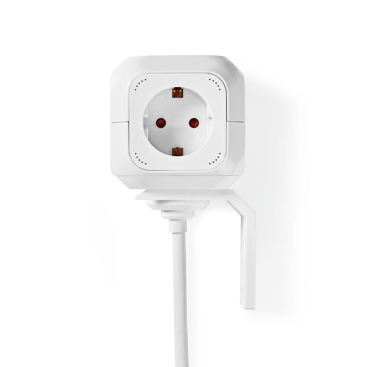 Nedis Extension Socket | Type F (CEE 7/7) | 4-Way | 1.50 m | 3680 W | 16 A | Kind of grounding: Side Contacts | 230 V AC 50/60 Hz | Socket angle: 90 ° | H05VV-F 3G1.5mm² | White