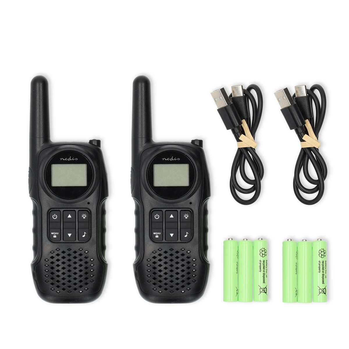 Nedis Walkie-Talkie Set | 2 Handsets | Up to 10 km | Frequency channels: 8 | PTT / VOX | up to 3 Hours | Headphone output | Black
