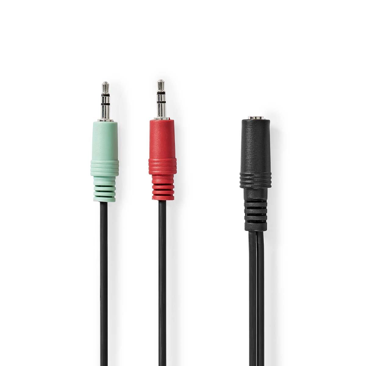 Nedis Stereo Audio Cable | 3.5 mm Female | 2x 3.5 mm Male | Nickel Plated | 0.20 m | Round | Black | Box