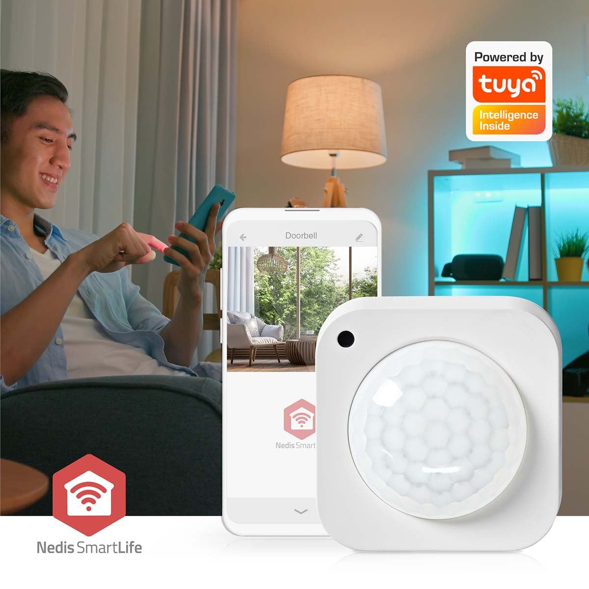 Nedis SmartLife Motion Sensor | Zigbee 3.0 | Battery Powered / USB Powered | Detector angle: 100 ° | Detector range: 7 m | Max. battery life: 24 Months | White