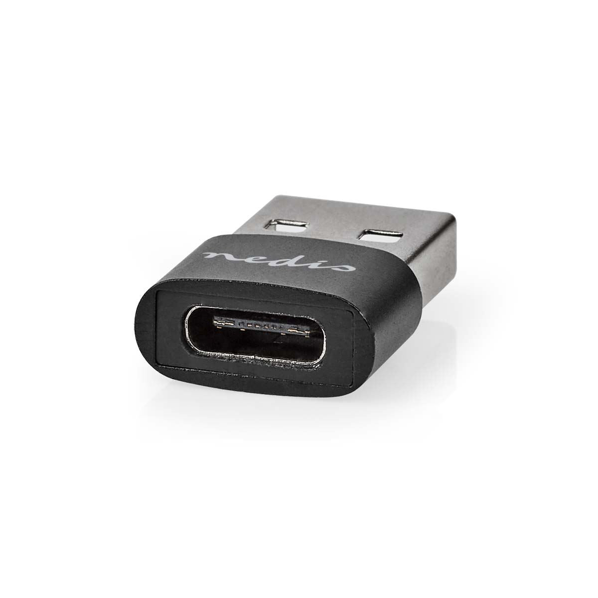 Nedis USB-A Adapter | USB 2.0 | USB-A Male | USB-C™ Female | 480 Mbps | Round | Nickel Plated | Black | Box