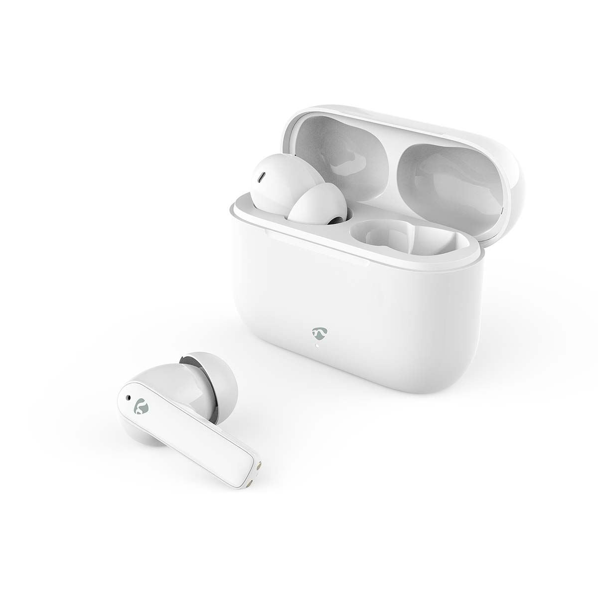 Nedis Fully Wireless Earphones | Bluetooth® | Battery play time: 24 hrs | Touch Control | Charging case | Wireless charging case | Built-in microphone | Voice control support | Noise canceling | IPX4 | White