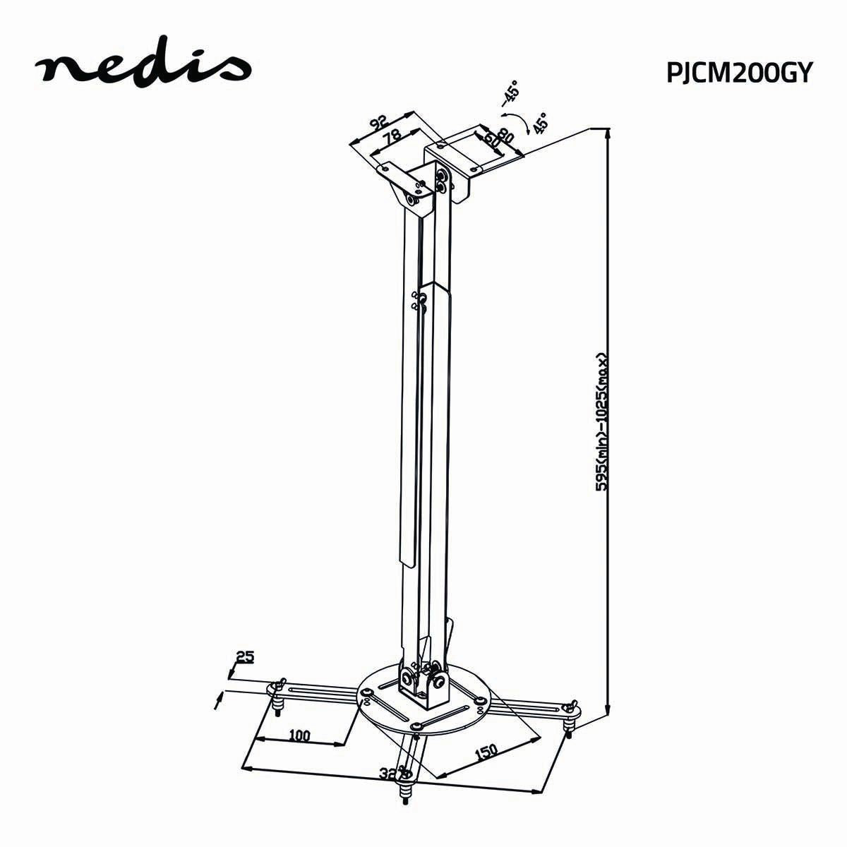 Nedis Projector Mount | Full Motion | 10 kg | Rotatable | Tiltable | Steel | Silver