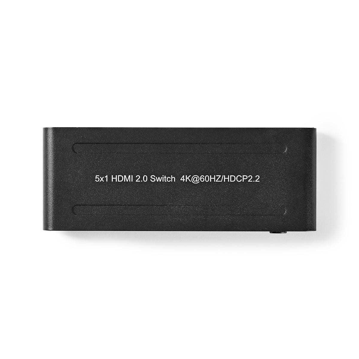Nedis HDMI™ Switch | 5 port(s) | 5x HDMI™ Input | 1x HDMI™ Output | 4K@60Hz | 18 Gbps | Remote controlled | Metal | Anthracite
