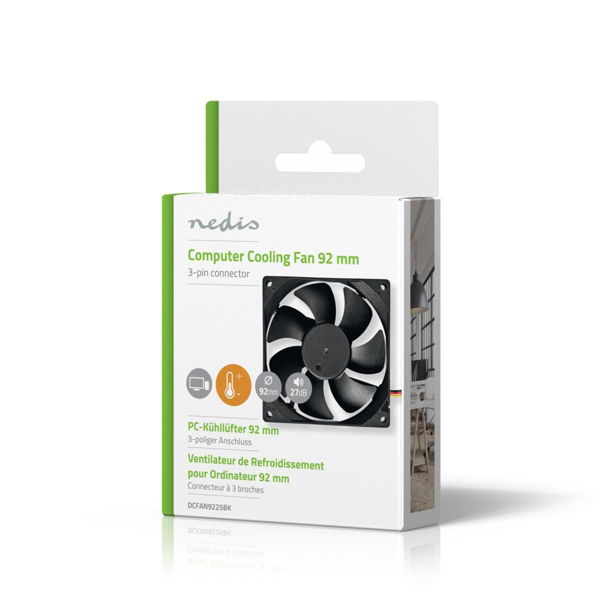 Nedis DC Fan | DC | Fan size: 92 mm | 3-Pin | 26.7 dBA | Black
