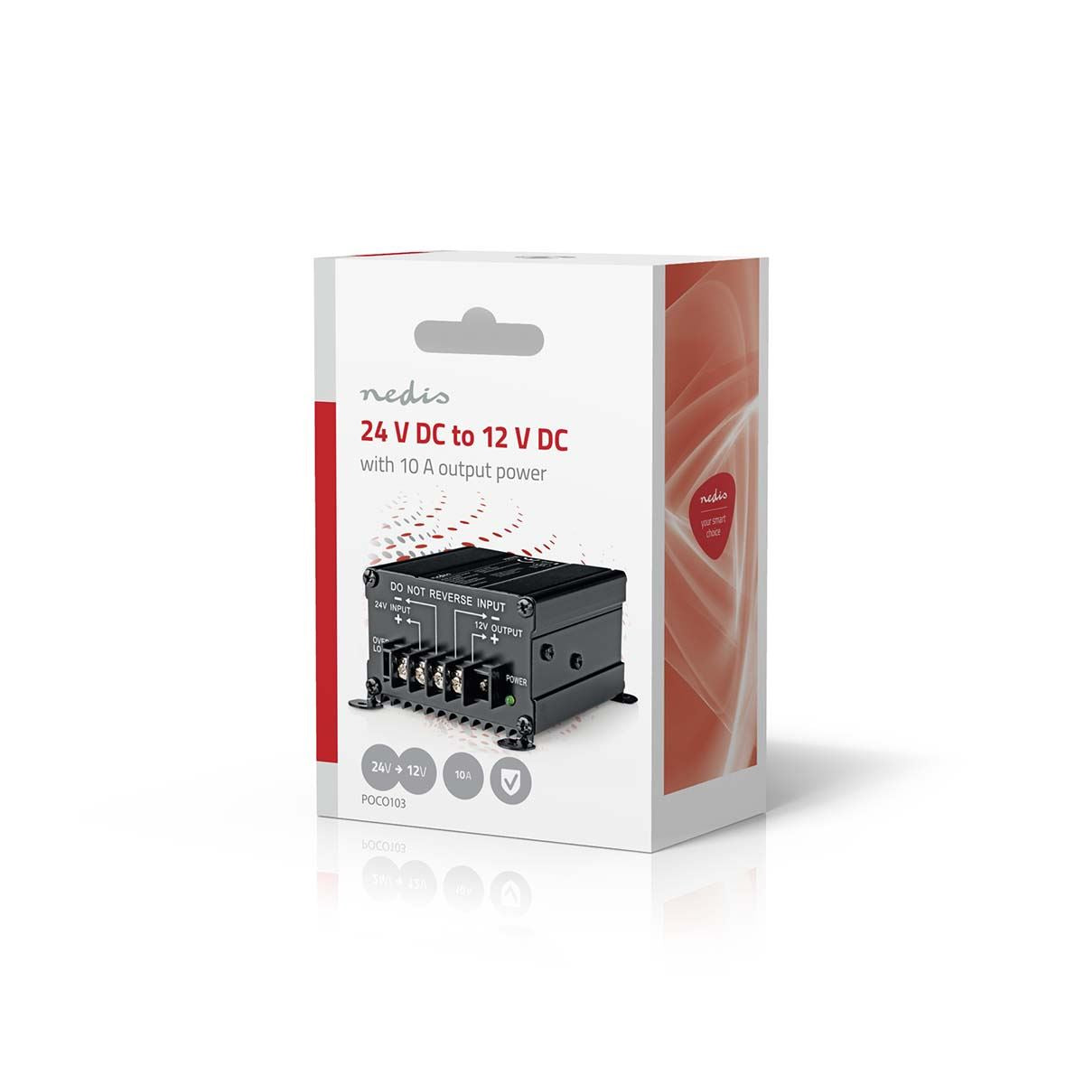 Nedis Power Converter | Car Powered | 24 V DC | 12 V DC | 120 W | Screw Terminal | Equipped with a fuse | Black