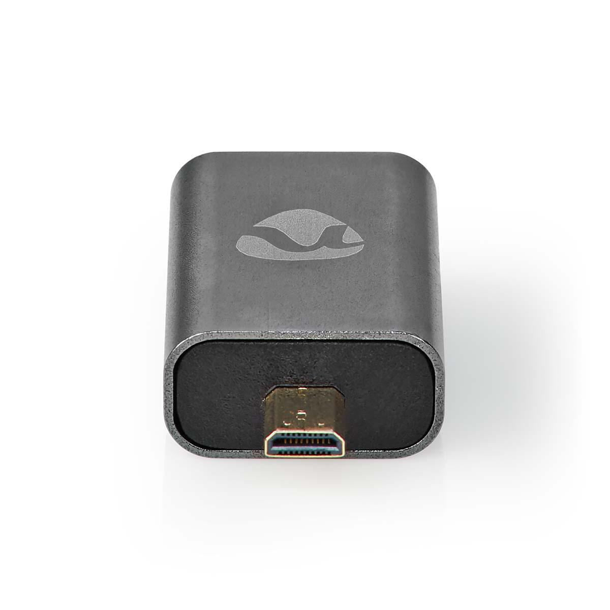 Nedis HDMI™ Adapter | HDMI™ Male / HDMI™ Micro Connector | HDMI™ Output | Gold Plated | Straight | Aluminium | Gun Metal Grey | 1 pcs | Cover Window Box