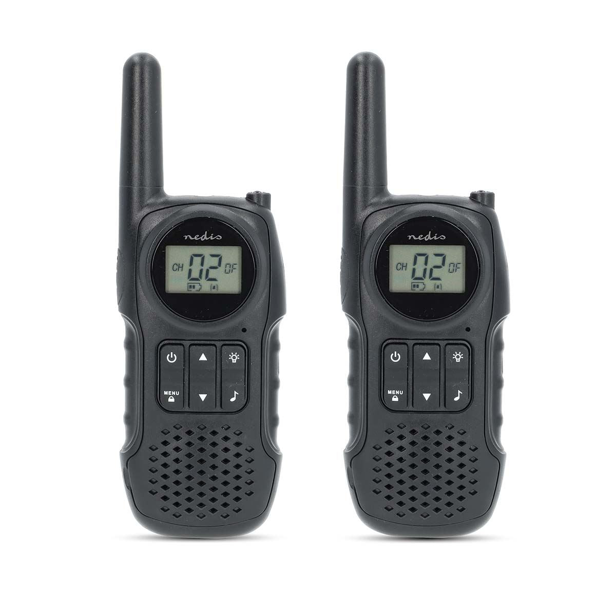 Nedis Walkie-Talkie Set | 2 Handsets | Up to 10 km | Frequency channels: 8 | PTT / VOX | up to 3 Hours | Headphone output | Black