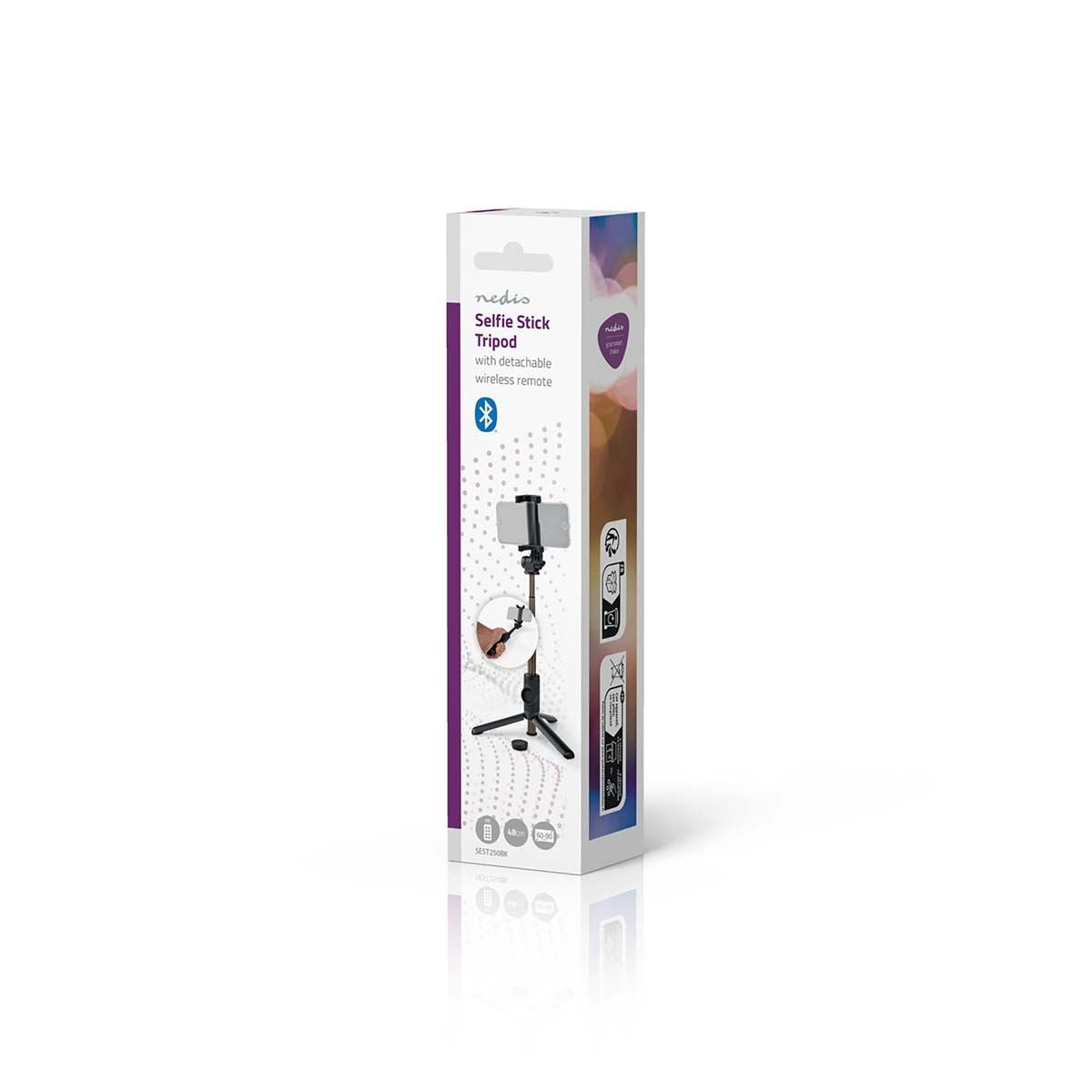 Nedis Bluetooth® Selfie Stick | Bluetooth® version: 4.2 | Maximum screen size: 3.54 " | Folded lenght: 19 cm | Unfolded length: 48 cm | Maximum weight capacity: 400 g | Battery Powered