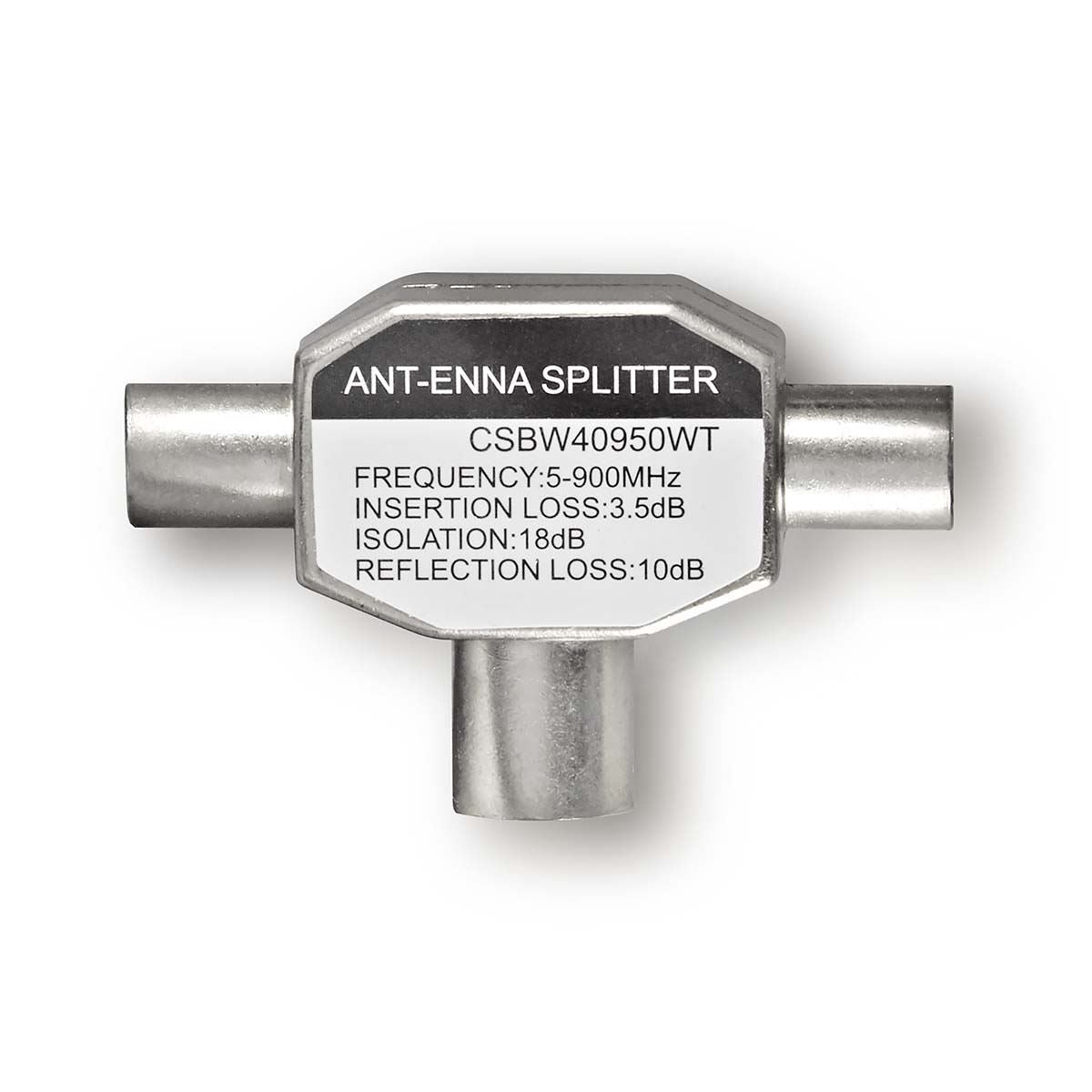Nedis Satellite & Antenna Adapter | 2x Coax Male | IEC (Coax) Female | Nickel Plated | 75 Ohm | T-Splitter | Metal | White | 1 pcs | Box