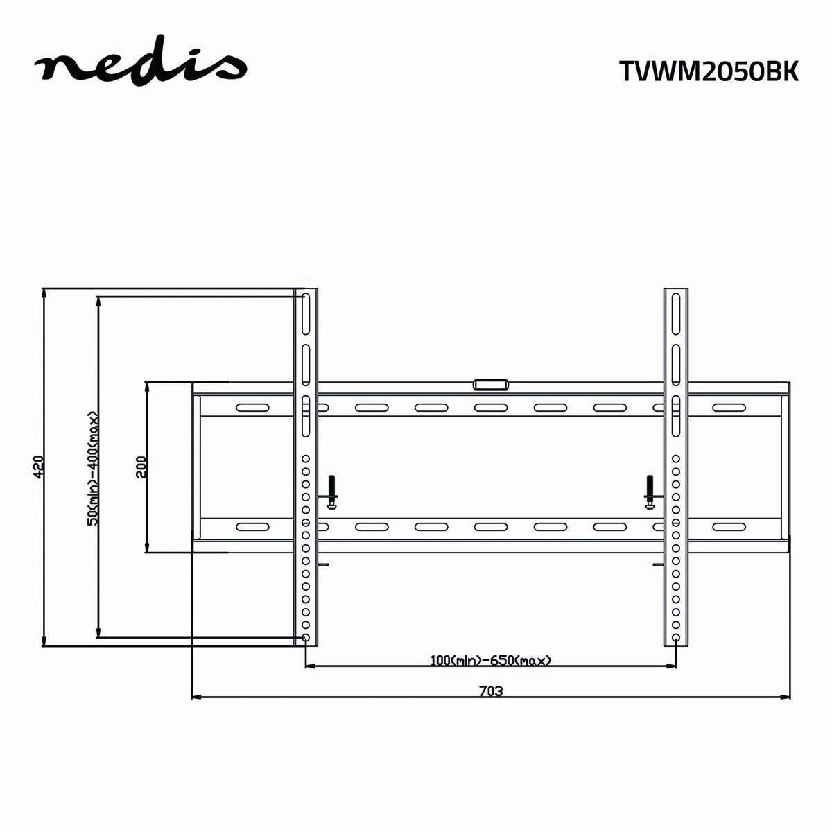 Nedis Fixed TV Wall Mount | 42 - 70 " | Maximum supported screen weight: 60 kg | Minimum wall distance: 29 mm | Steel | Black