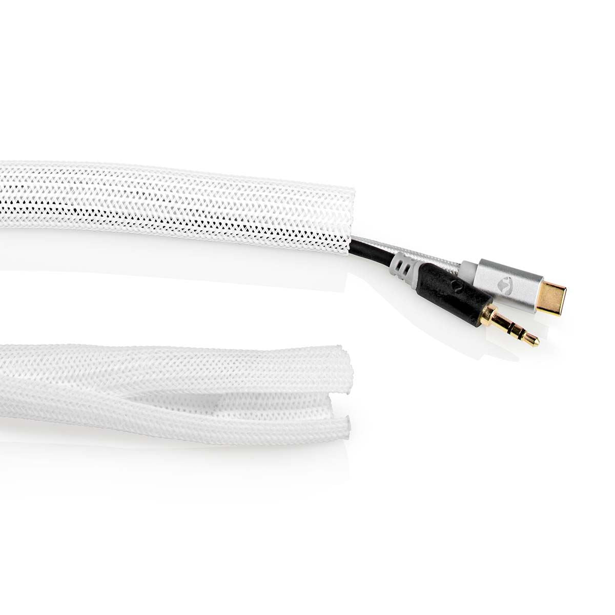 Nedis CMSL0015WT200 | Cable Management | Sleeve | 1 pcs | Maximum cable thickness: 15 mm | Nylon | White