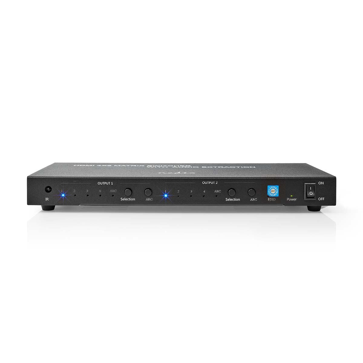 Nedis HDMI™ Matrix Switch | 4 x 2 port(s) | 4x HDMI™ Input | 2x 3.5 mm / 2x HDMI™ Output / 2x TosLink | 4K@60Hz | 18 Gbps | Remote controlled | Metal | Anthracite