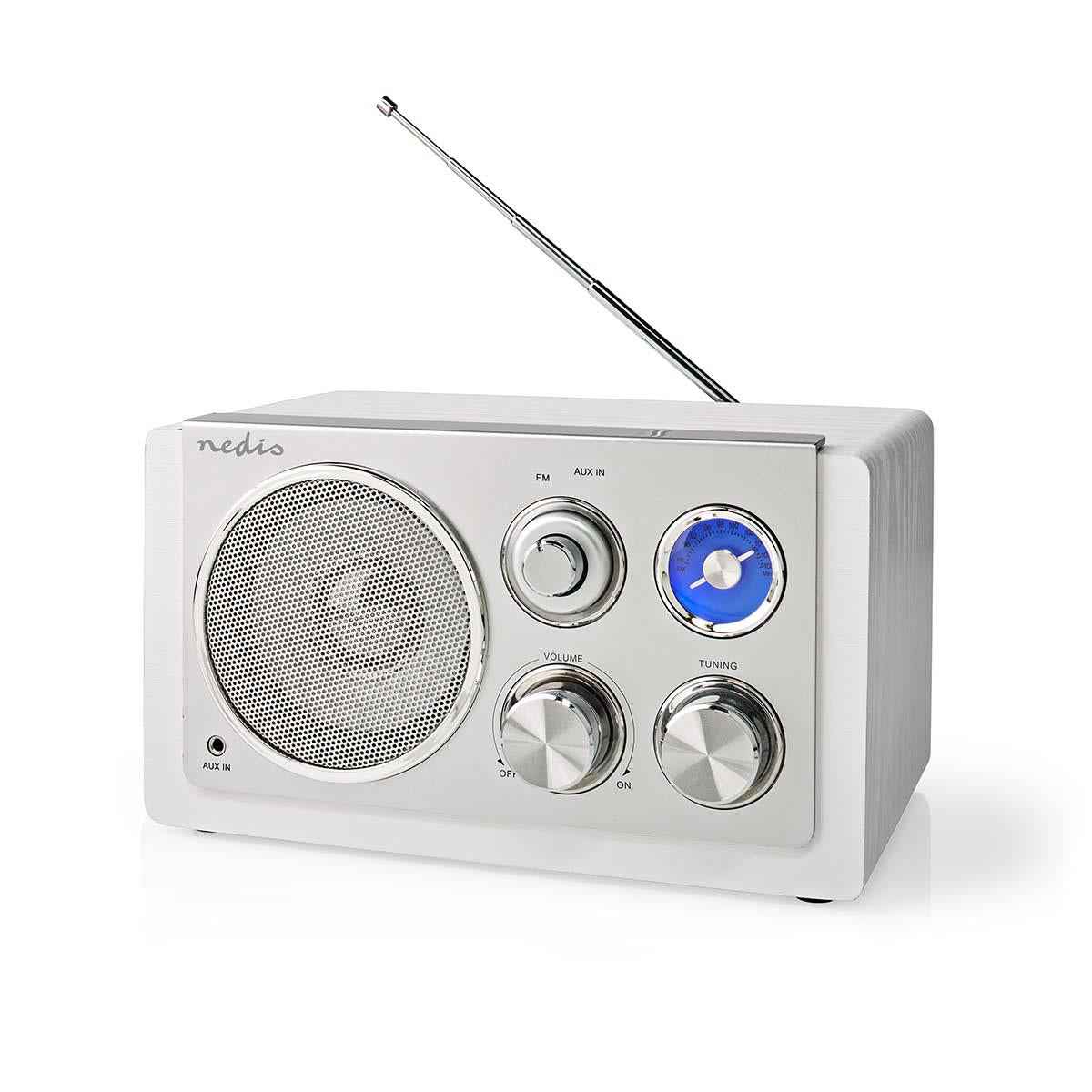 Nedis FM Radio | Table Design | FM | Mains Powered | Analogue | 15 W | IP20 | White